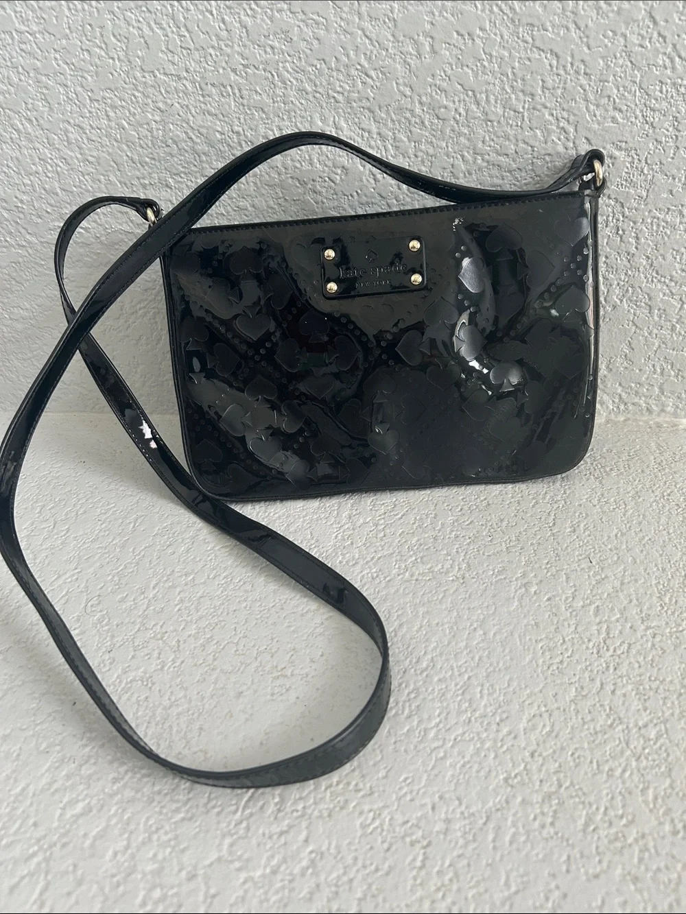 kate spade Black Patent Monogram Crossbody Bag